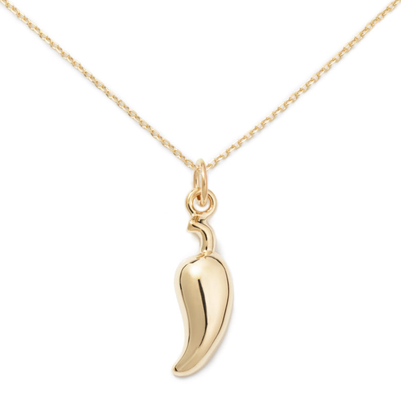 Chili Pepper Necklace, Yellow Gold Plated