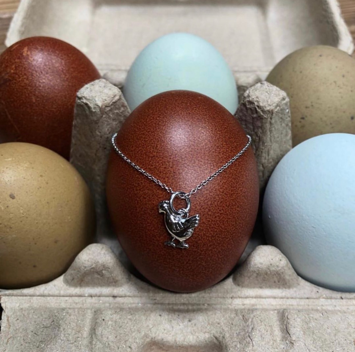 Chicken Necklace, Sterling Silver Delicacies