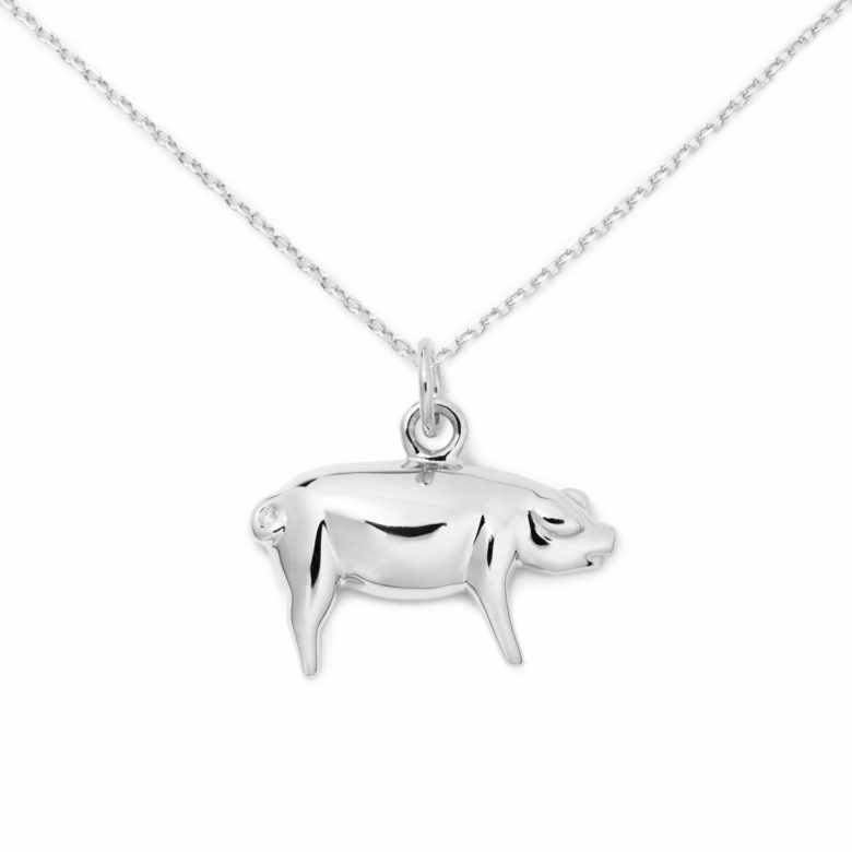 Pig Necklace, Sterling Silver
