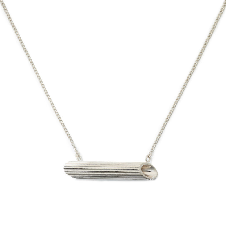 Penne Rigate Necklace, Sterling Silver