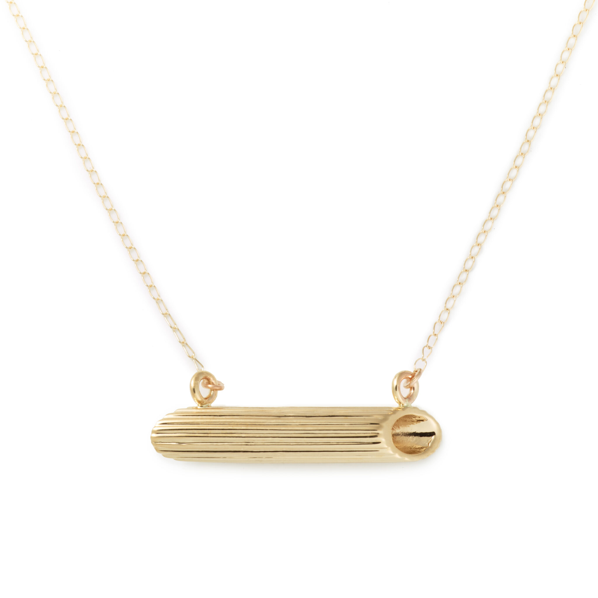 Penne Rigate Necklace, 14K Yellow Gold - Delicacies