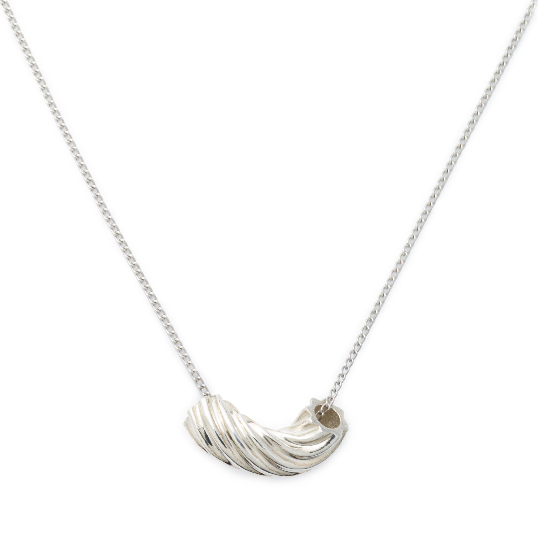 Elbow Macaroni Necklace, Sterling Silver