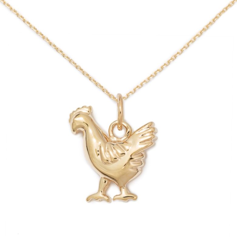 Chicken Necklace, Yellow Gold Plated