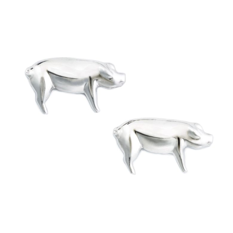 Pig Earrings, Sterling Silver