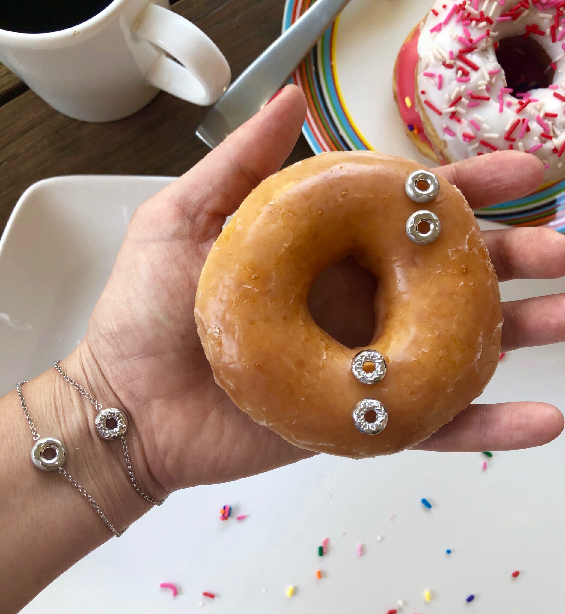 Sprinkle Doughnut Earrings, Sterling Silver Delicacies