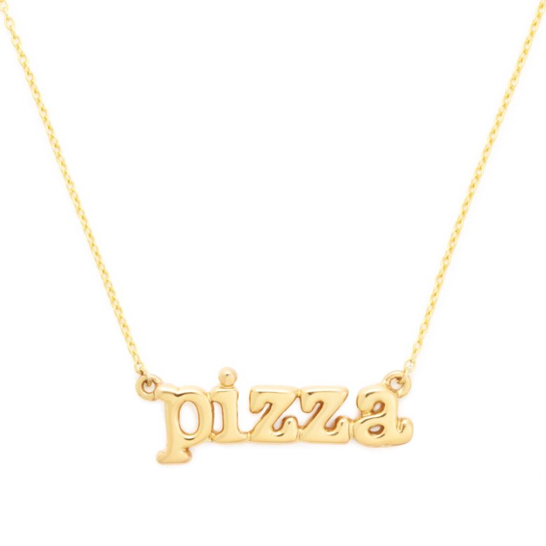 Pizza Necklace, Yellow Gold Plated