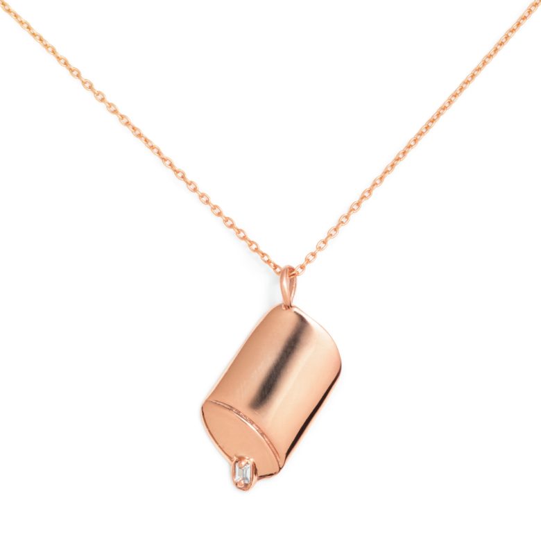Salt Canister Necklace with Zirconia, Rose Gold Plated