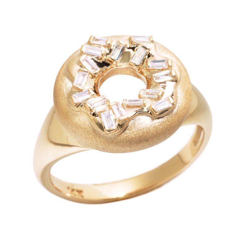 Sprinkle Doughnut Ring, 14K Yellow Gold & Diamonds