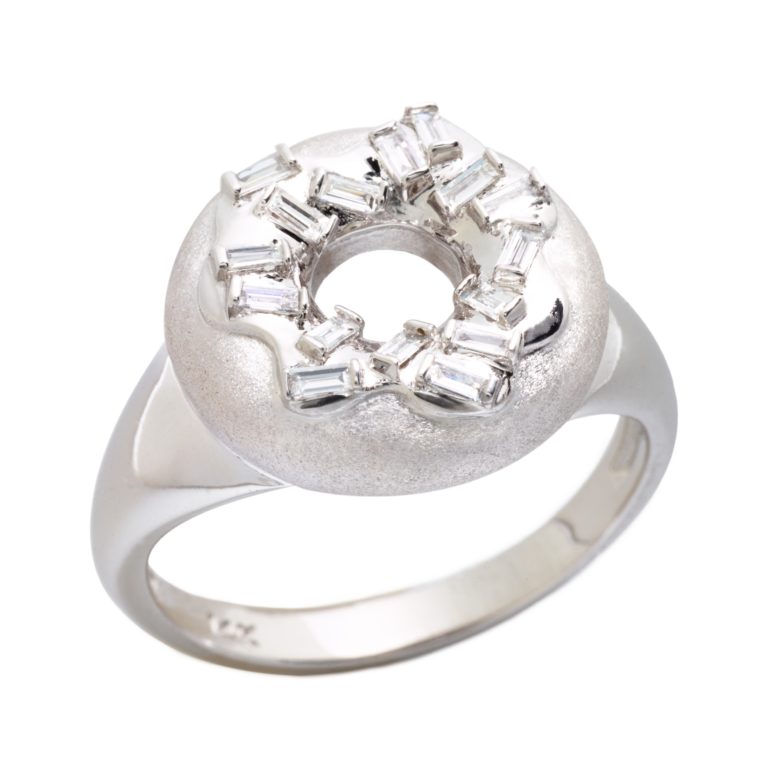 Sprinkle Doughnut Ring, 14K White Gold & Diamonds