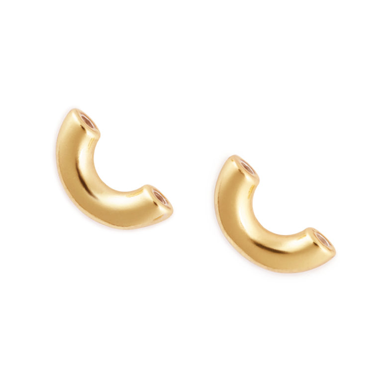 Elbow Macaroni Earrings, Yellow Gold Plated