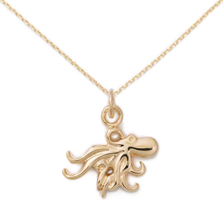 Octopus Necklace, Yellow Gold Plated