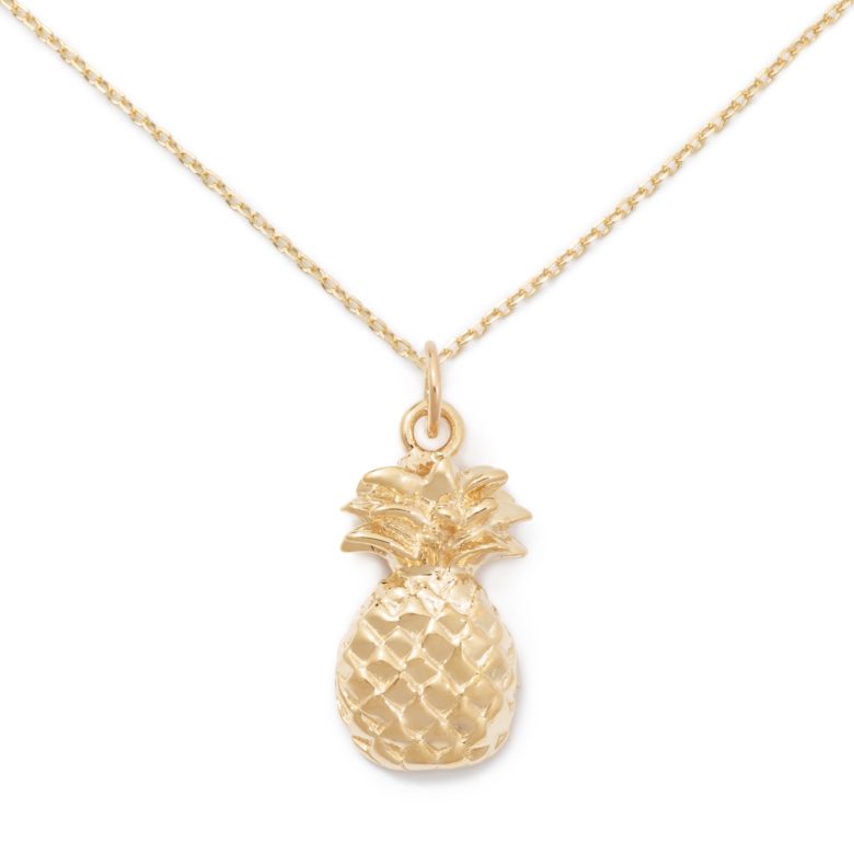 Pineapple Necklace, Yellow Gold Plated