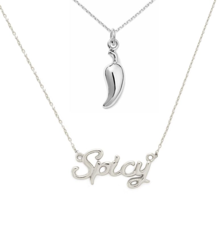 “Spicy" Chili Pepper Necklace Set, Sterling Silver