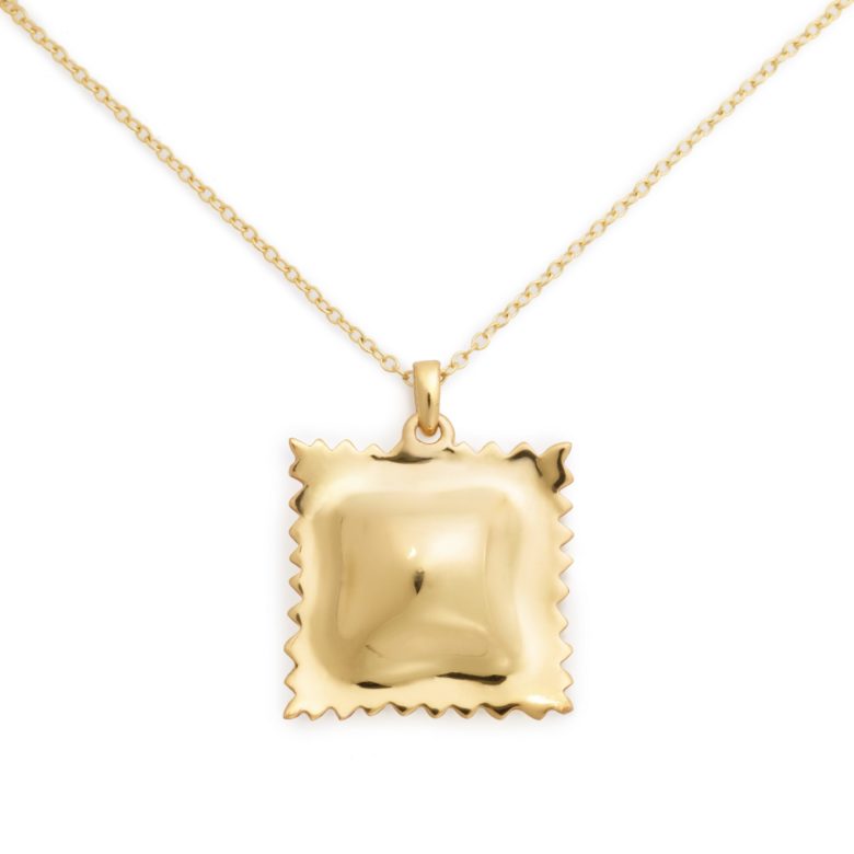 Ravioli Necklace, Yellow Gold Plated