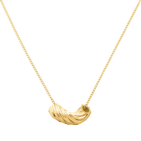 Elbow Macaroni Necklace, Yellow Gold Plated