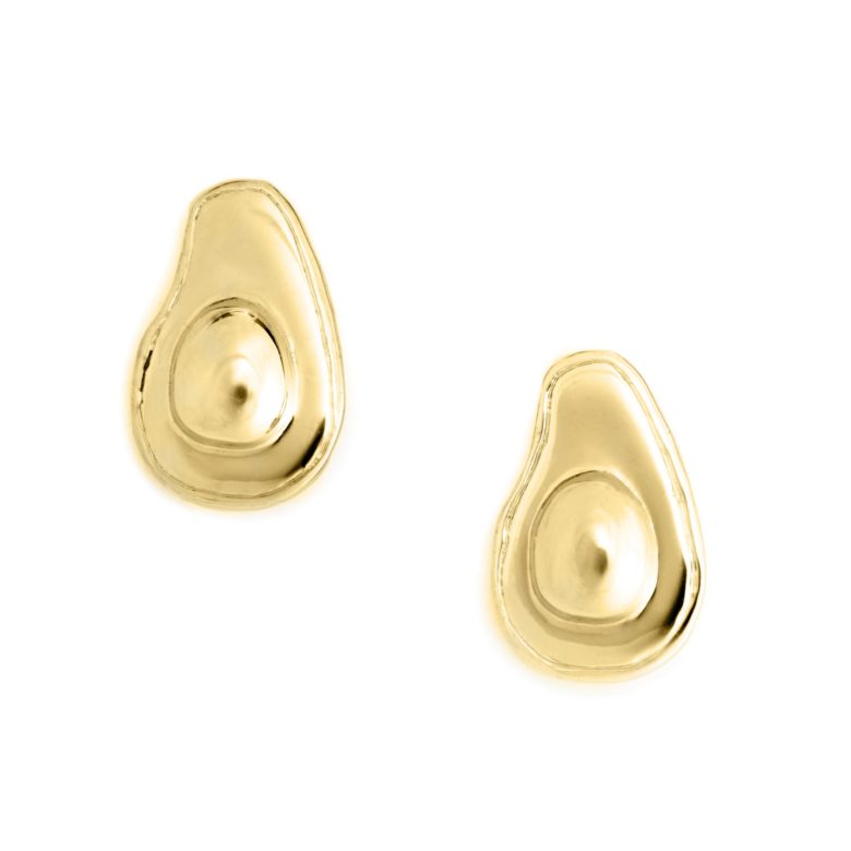 Avocado Halved Earrings, Yellow Gold Plated