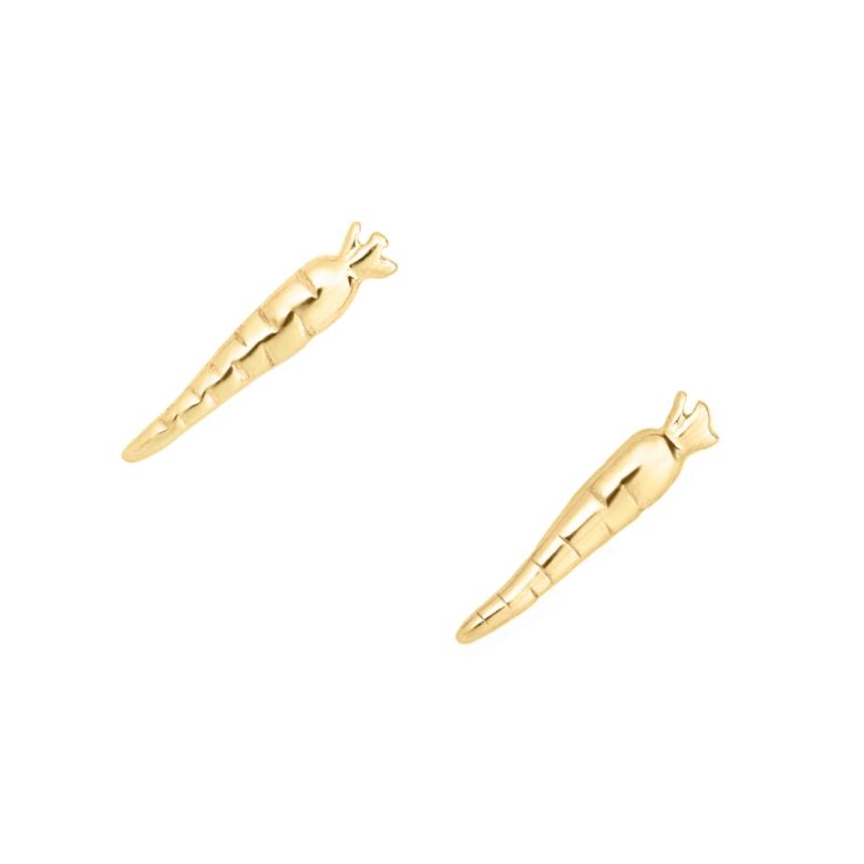 Carrot Earrings, Yellow Gold Plated