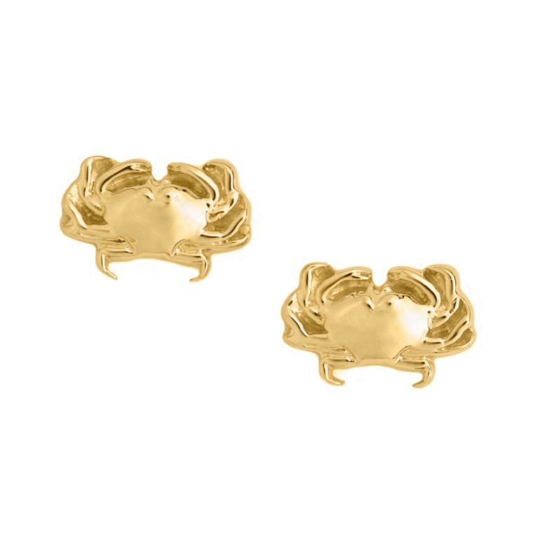 Crab Earrings, Yellow Gold Plated