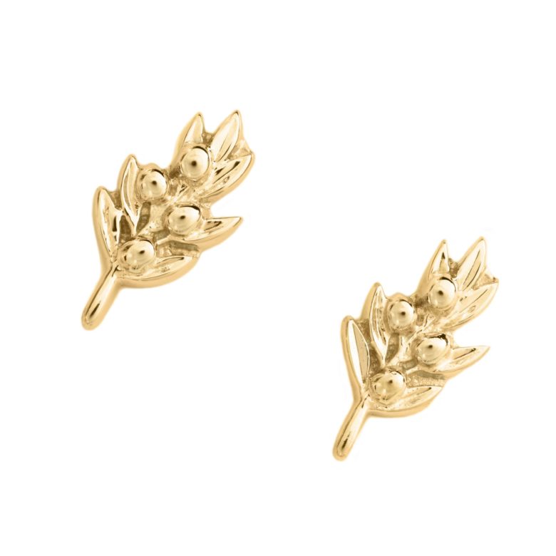 Olive Earrings, Yellow Gold Plated