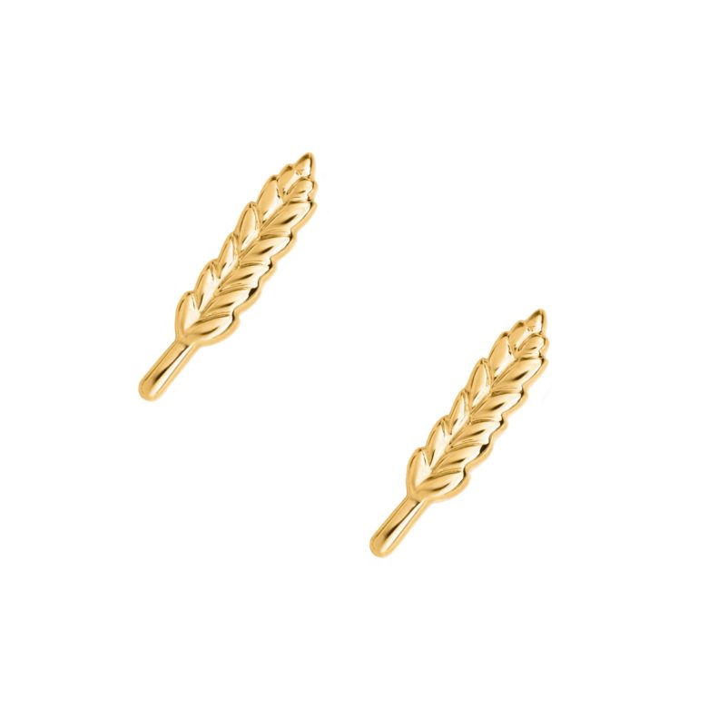Wheat Earrings, Yellow Gold Plated