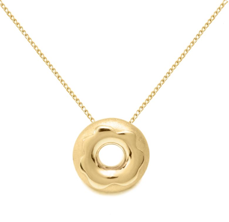 Glazed Doughnut Necklace, Yellow Gold Plated