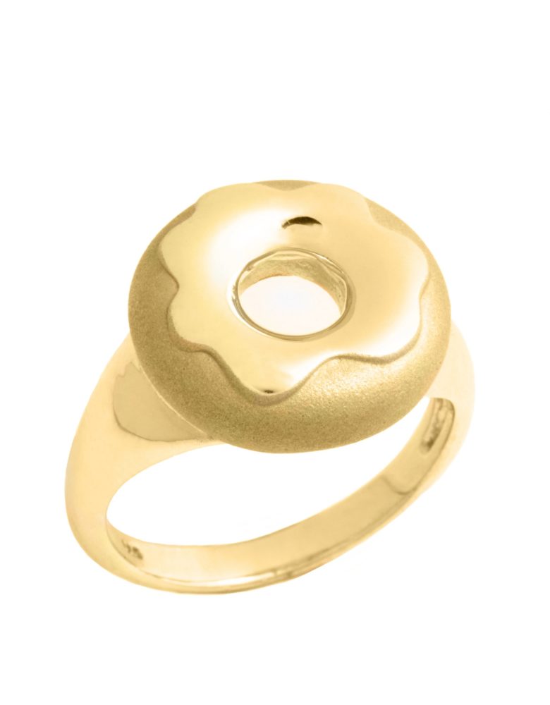 Glazed Doughnut Ring, Yellow Gold Plated