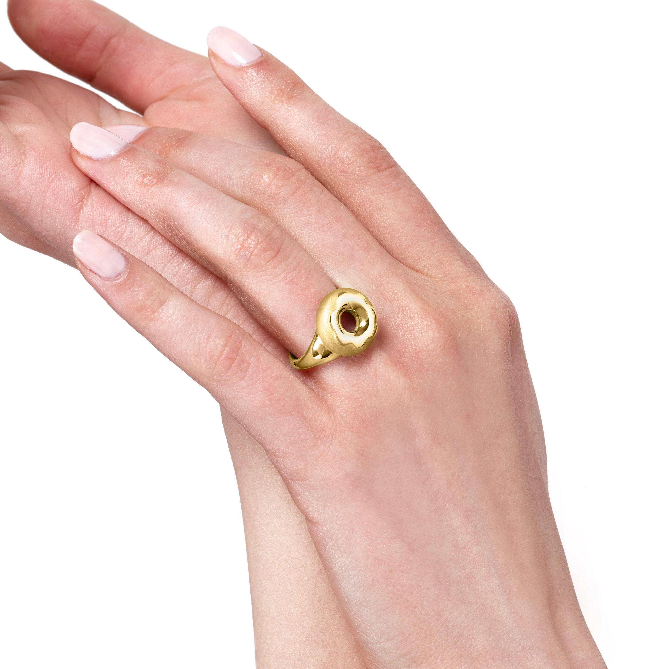 Glazed Doughnut Ring, Yellow Gold Plated Delicacies