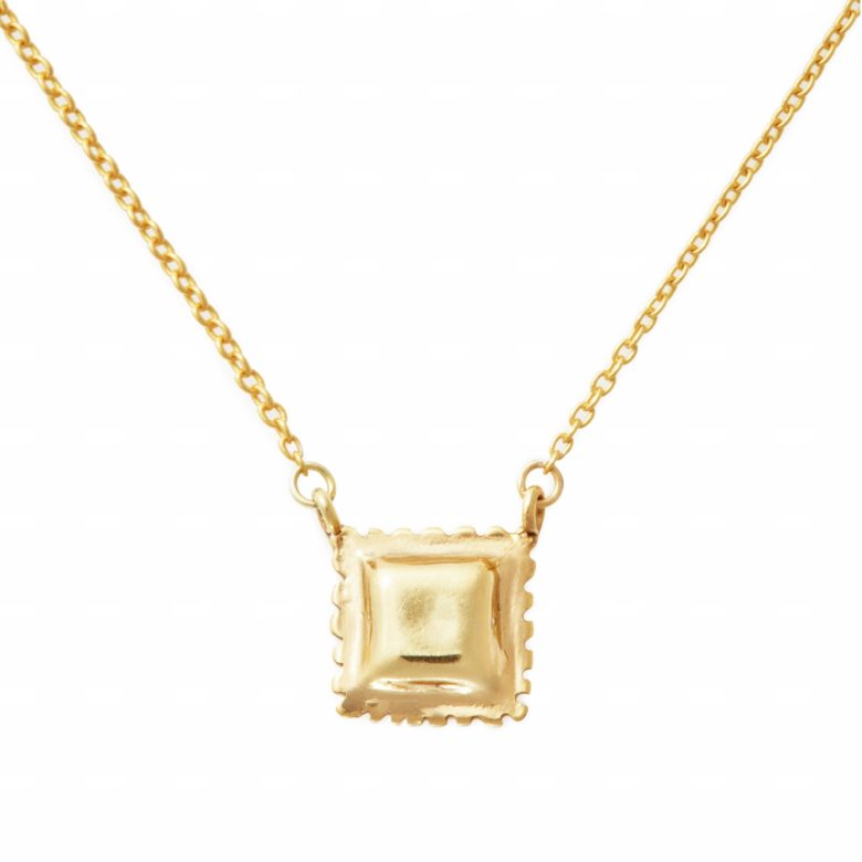 Ravioli Necklace, Mini Size, Yellow Gold Plated