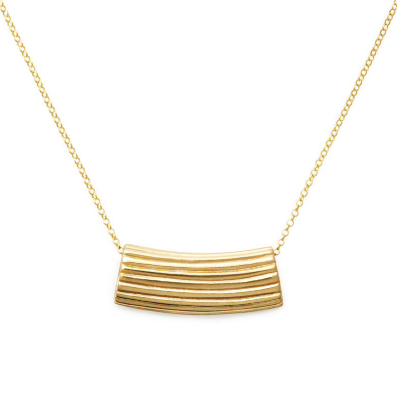 Rigatoni Necklace, Yellow Gold Plated