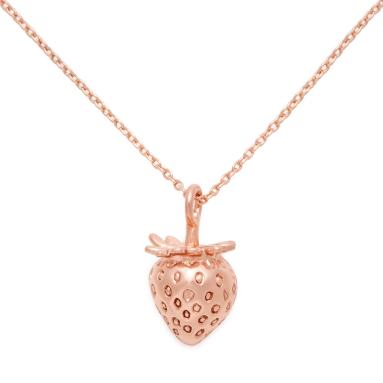 Strawberry Necklace, Rose Gold Plated