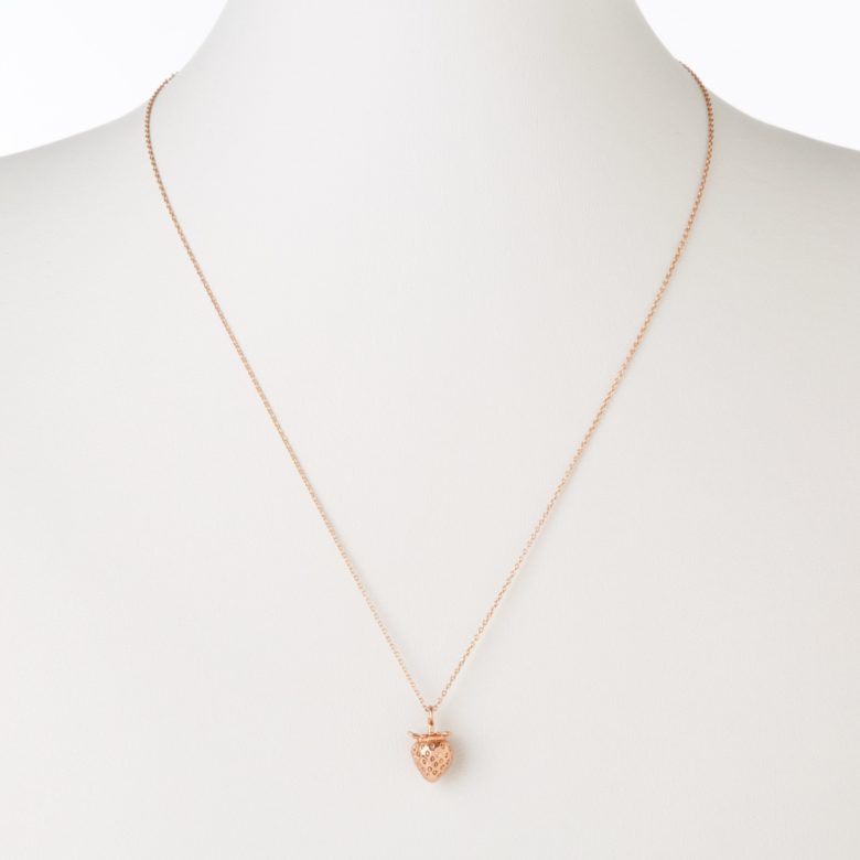 14K Yellow Gold Strawberry Pendant on an Adjustable 14K Yellow Gold Chain Necklace 