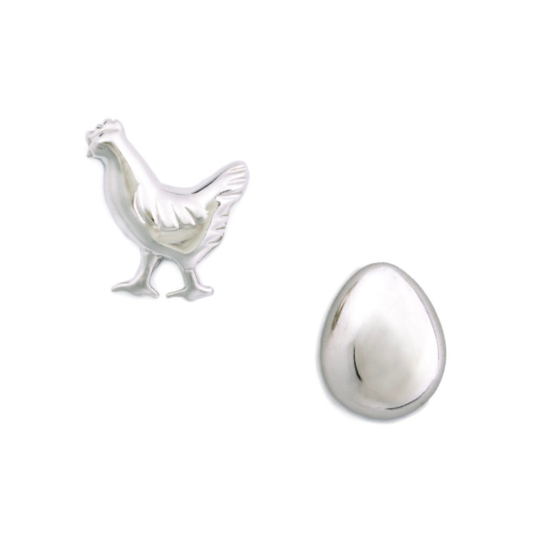 Chicken and Egg Earring Set, Sterling Silver