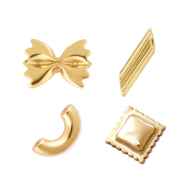 'For the Pasta Obsessed' Earring Set, Yellow Gold Plated