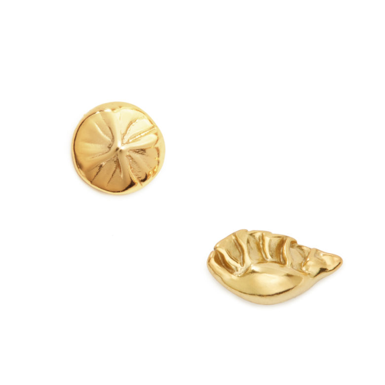 Chinese Dumpling Earring Set, Yellow Gold Plated