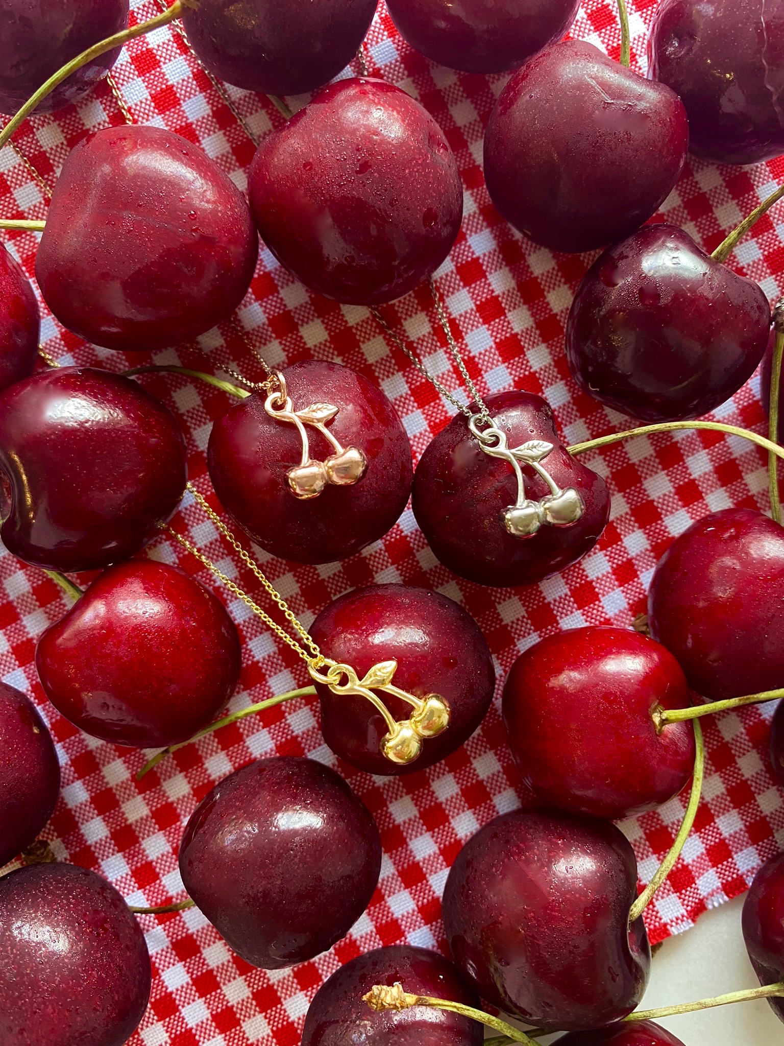 Cherry Necklace, Rose Gold Plated - Delicacies