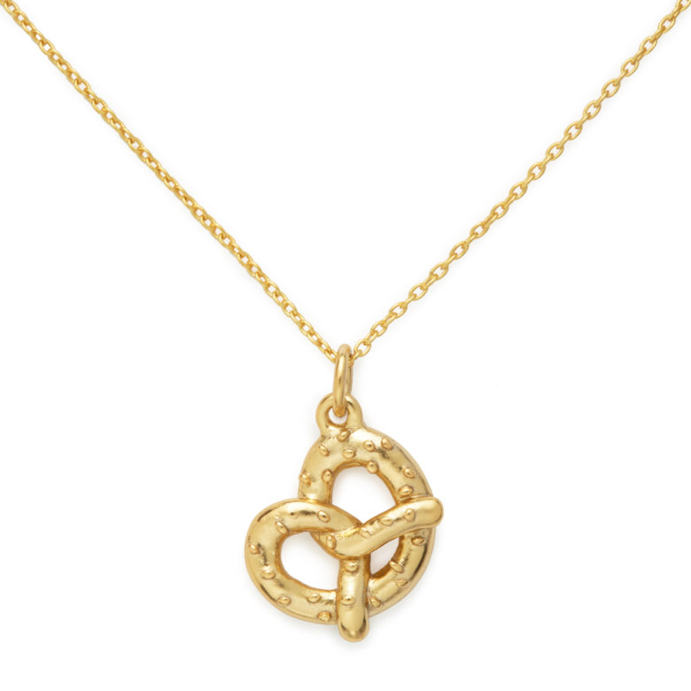 Pretzel Necklace, Yellow Gold Plated