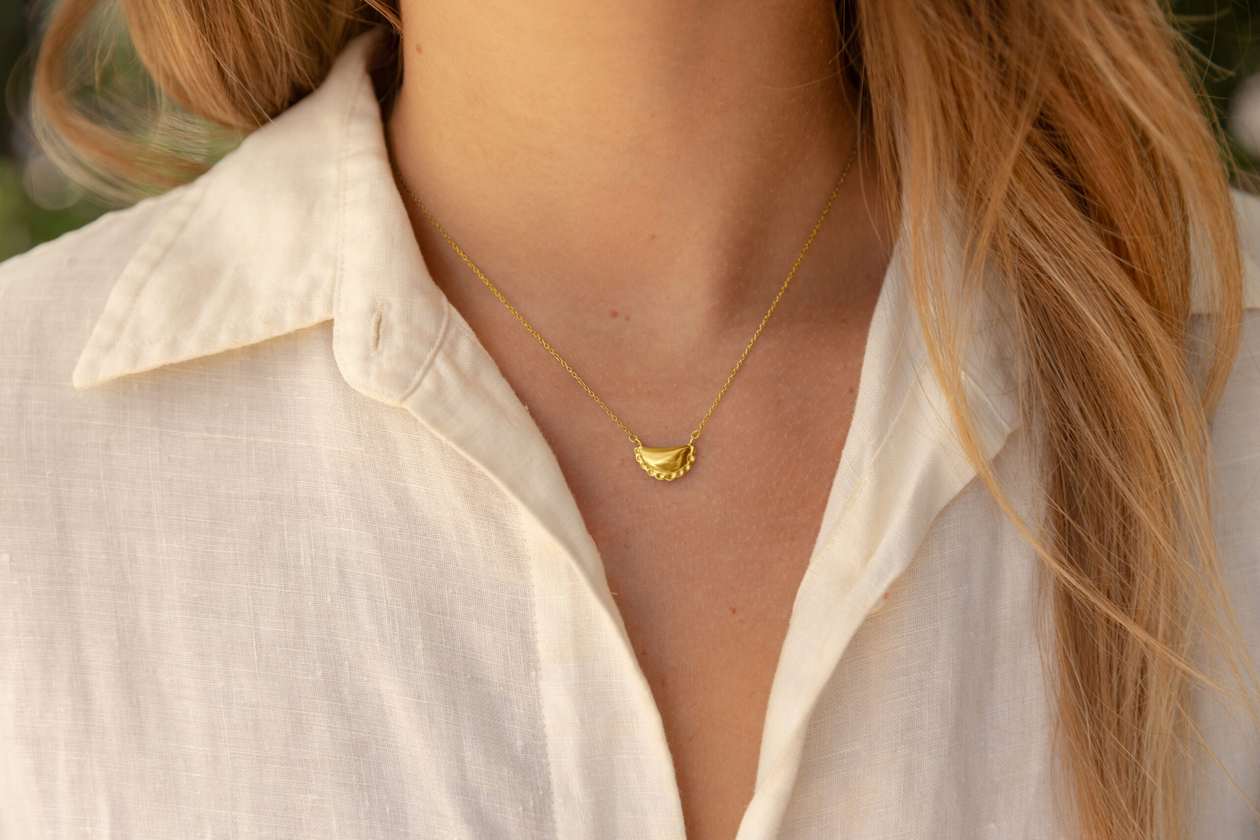 フランス発送 ALIITA ネックレス EMPANADA NECKLACE Empanada Necklace, Yellow Gold Plated - Delicacies