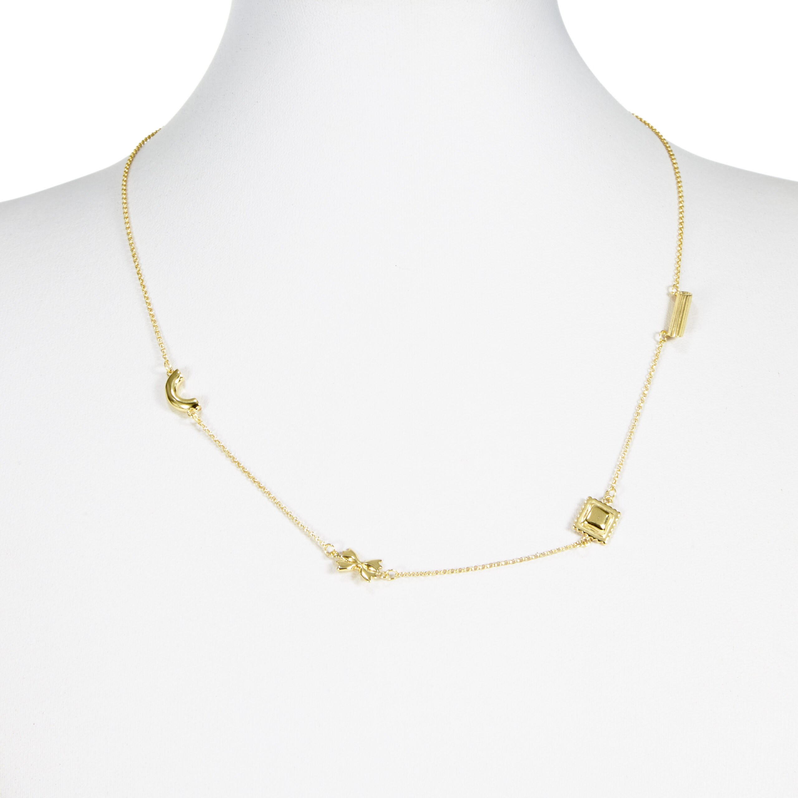 Pasta Obsessed Necklace, Yellow Gold Plated Delicacies