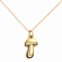 Porcini Mushroom Necklace, Yellow Gold Plated