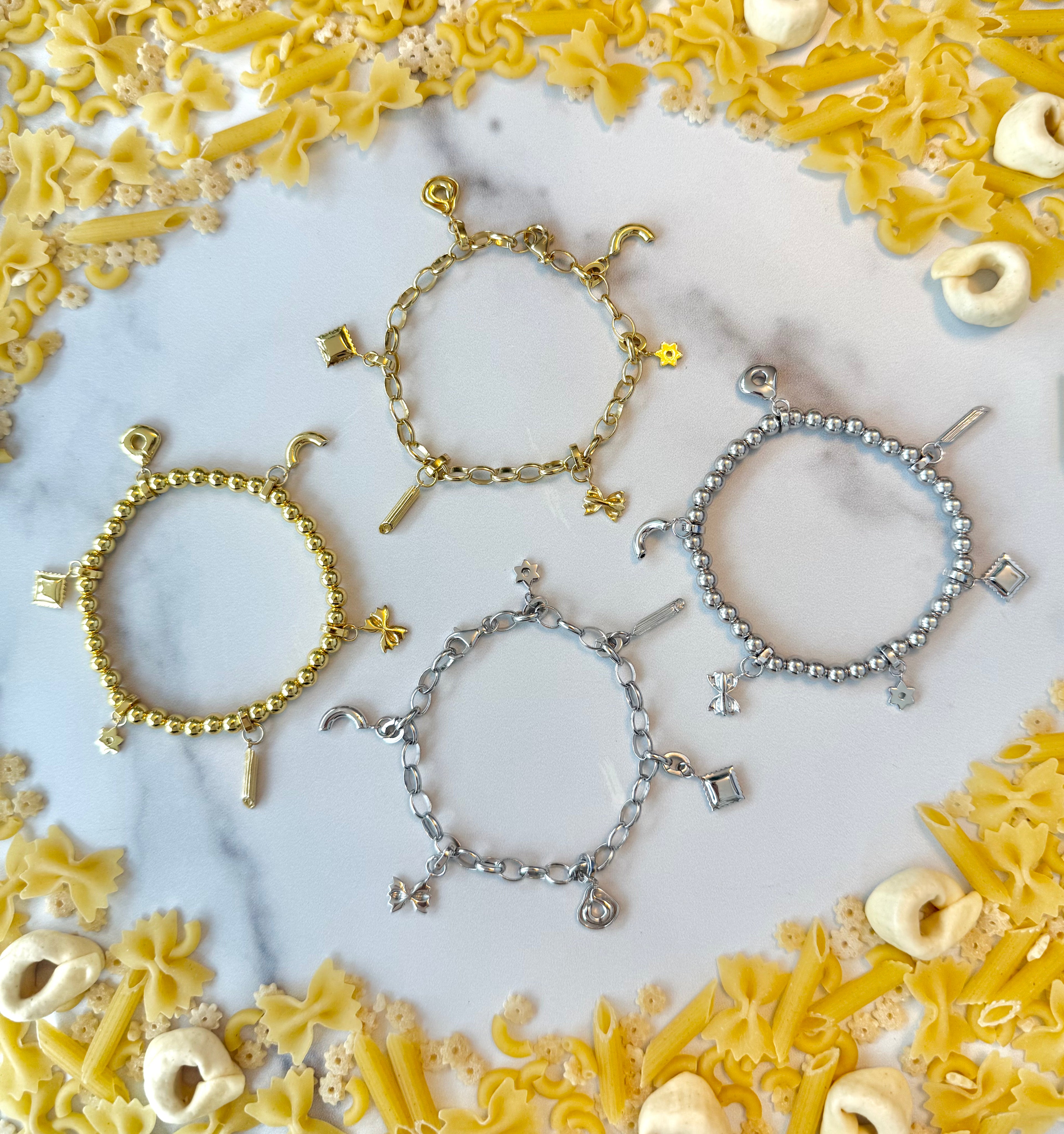 Ultimate Pasta Charm Bracelet (six charms + bracelet)