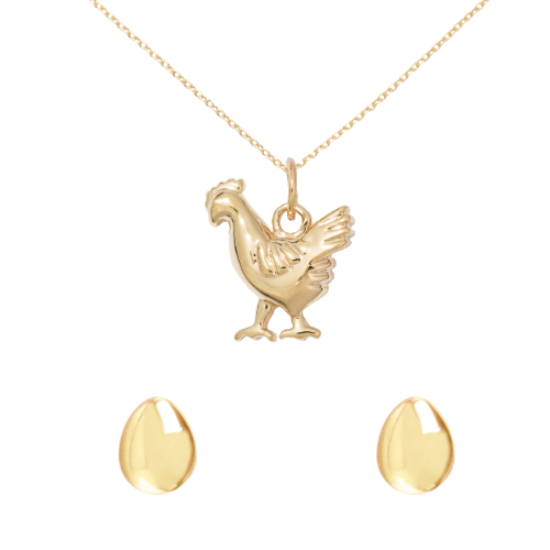 Chicken Necklace & Egg Earrings Bundle