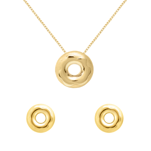 Glazed Doughnut Necklace & Glazed Donut Earrings Bundle