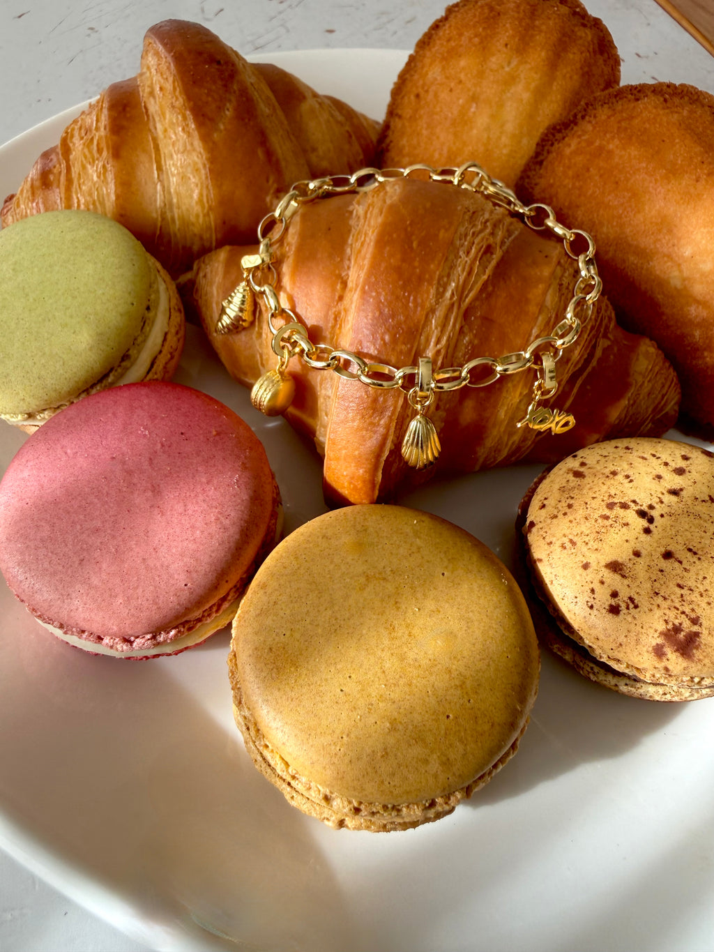 Dorie's French Pastry Charm Bracelet (bracelet + 4 charms)