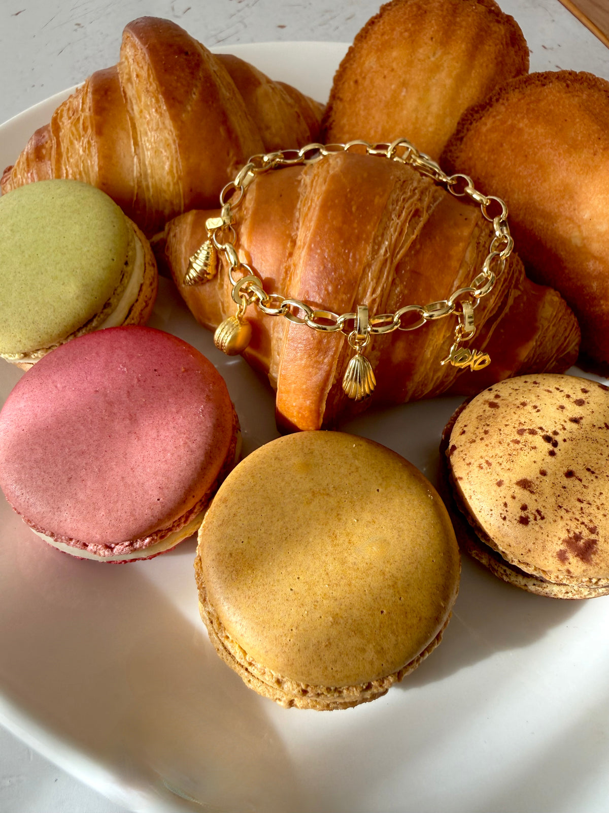 Dorie's French Pastry Charm Bracelet (bracelet + 4 charms)