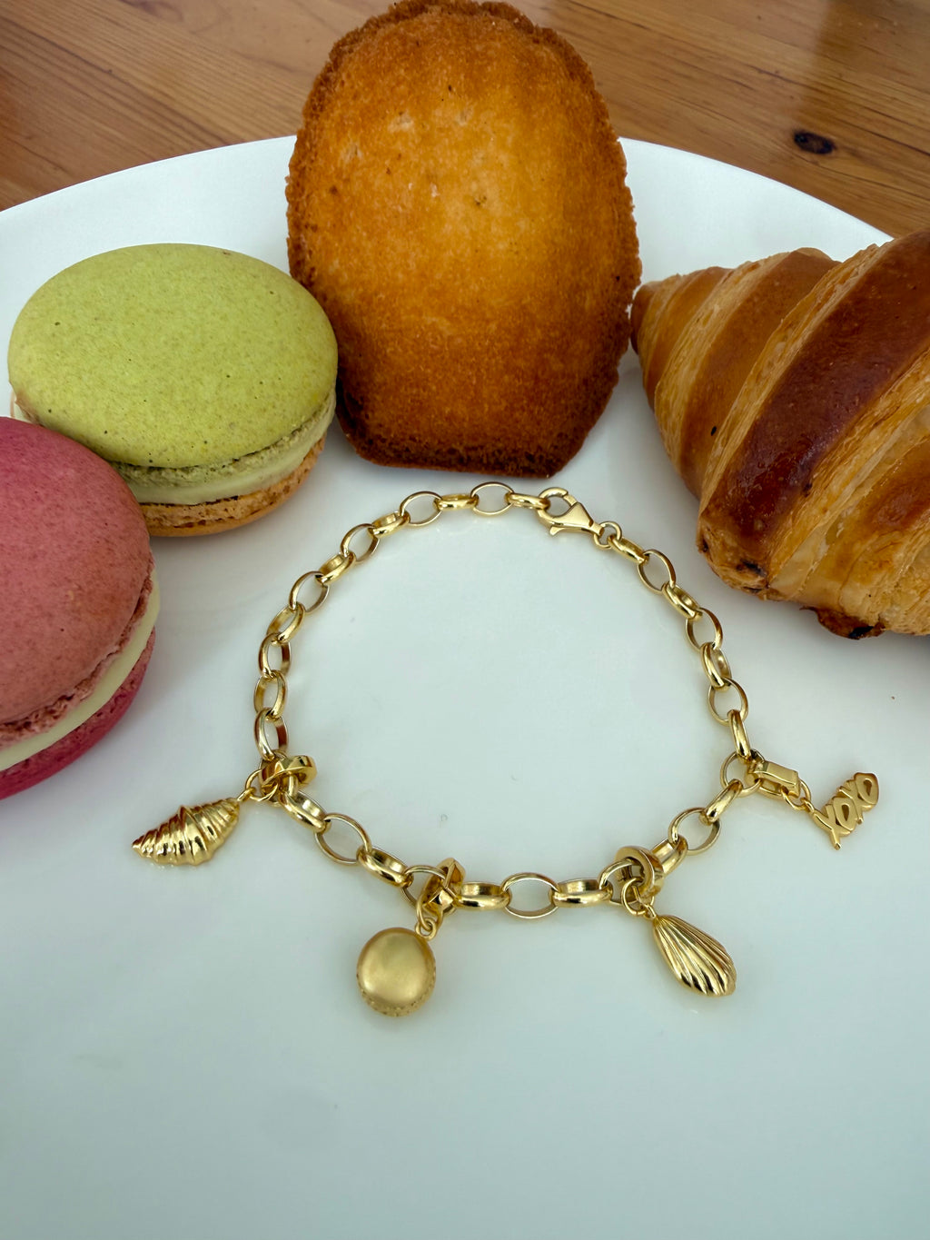 Dorie's French Pastry Charm Bracelet (bracelet + 4 charms)